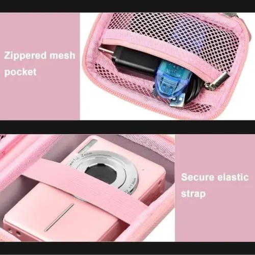 Digital Camera Case Compatible with VAHOIALD FHD 1080P/ for CAMKORY Digital Point and Shoot/for KODAK PIXPRO FZ45-BK 16MP Vlogging/for IWEUKJLO/for Nsoela, Holder for SD Card More- Pink (Box Only) - 6