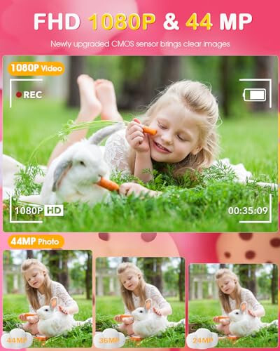 Dijital Kamera 2024 En Yeni FHD 1080P 44MP Fotoğraf Makineleri, Çocuklar İçin 32GB Kartlı, 16X Zoom, Titreşim Önleyici, Kompakt Küçük Seyahat Kamerası - 3