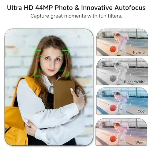 Digital Camera, 2025 4K 44MP Autofocus Digital Cameras for Teens, Silver Point and Shoot Camera for Kids with 16X Zoom, 64GB SD Card, Compact Small for Boys Girls Teens Kids Gift - 3