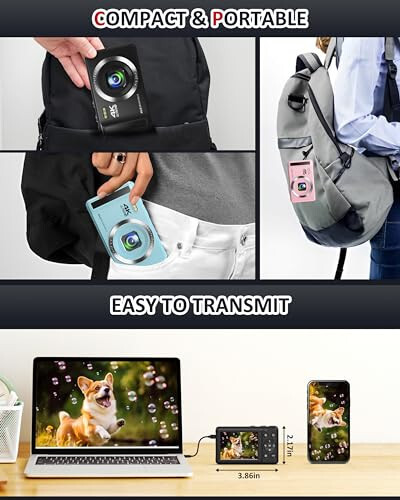 Dijital Kamera - 4K 44MP UHD Dijital Kameralar Fotoğrafçılık İçin - Otomatik Odaklama Nokta ve Çek Vlogging Kamerası 16 Kat Zoom, 32GB SD Kart, 2 Pil - Çocuklar Ergenler Erkekler Kızlar İçin Kompakt Küçük Kamera - 5