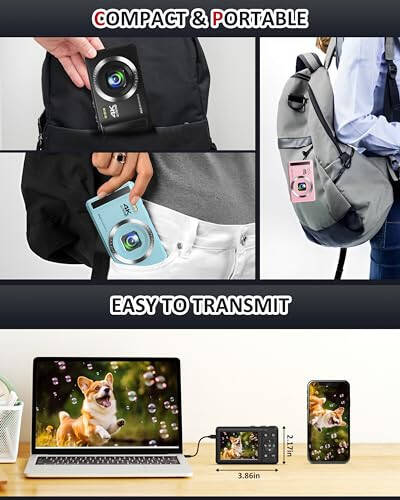 Dijital Kamera - 4K 44MP UHD Dijital Kameralar Fotoğrafçılık İçin - Otomatik Odaklama Nokta ve Çek Vlogging Kamerası 16 Kat Zoom, 32GB SD Kart, 2 Pil - Çocuklar Ergenler Erkekler Kızlar İçin Kompakt Küçük Kamera - 5