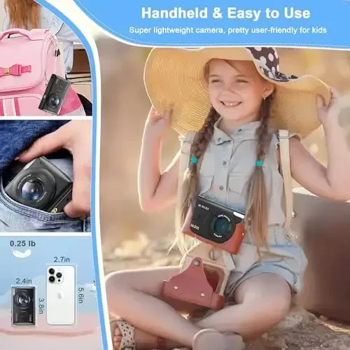 Digital Camera, 4K 64MP Digital Point and Shoot Camera with 18X Zoom Compact Vlogging Camera for Teens, Adults Boys Girls Kids Anti Shake, Auto Focus, 32GB Card - 6