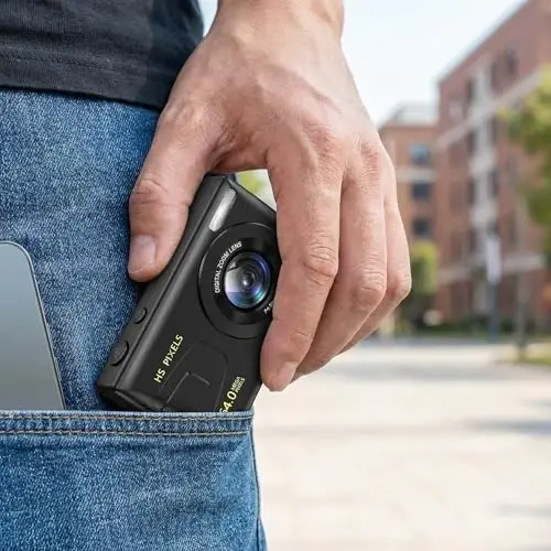 Digital Camera, 4K 64MP Digital Point and Shoot Camera with 18X Zoom Compact Vlogging Camera for Teens, Adults Boys Girls Kids Anti Shake, Auto Focus, 32GB Card 