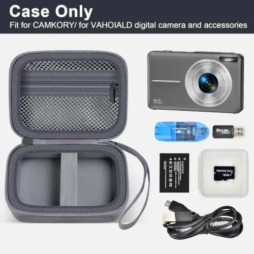 ALKOO Digital Camera Case for CAMKORY, Camera Pouch for KODAK Pixpro -Grey | for Lecran/for VAHOIALD Point and Shoot Camera, Hard Carrying Case with Mesh Pocket, Compact for Vlogging, Travel and Storage - ALKOO (1)