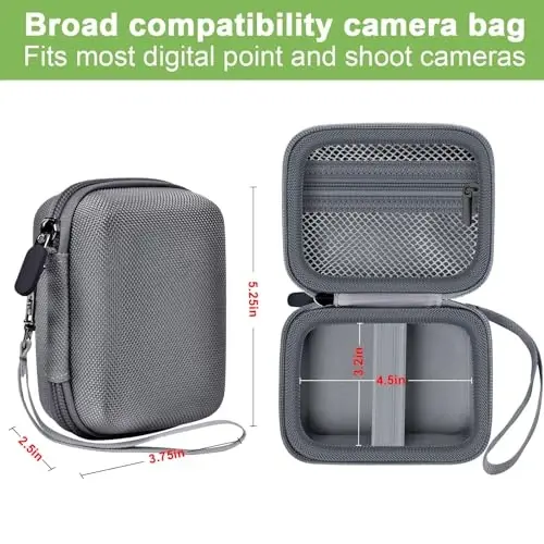 Digital Camera Case Compatible with VAHOIALD FHD 1080P/ for CAMKORY Digital Point and Shoot/for KODAK PIXPRO FZ45-BK 16MP Vlogging/for IWEUKJLO/for Nsoela, Holder for SD Card More- Grey (Box Only) - 5