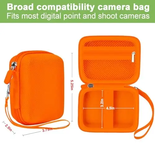 Digital Camera Case Compatible with VAHOIALD FHD 1080P/ for CAMKORY Digital Point and Shoot/for KODAK PIXPRO FZ45-BK 16MP Vlogging/for IWEUKJLO/for Nsoela, Holder for SD Card More- Orange (Box Only) - 3