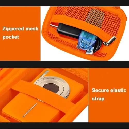 Digital Camera Case Compatible with VAHOIALD FHD 1080P/ for CAMKORY Digital Point and Shoot/for KODAK PIXPRO FZ45-BK 16MP Vlogging/for IWEUKJLO/for Nsoela, Holder for SD Card More- Orange (Box Only) - 6