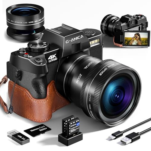 Dijital Kamera, Fotoğrafçılık İçin WiFi & Uygulama Kontrolüyle 48MP Kamera, Çanta ile YouTube İçin 4K Vlog Kamerası, Kompakt Kamera, Makro & Geniş Lens ile Yeni Başlayanlar ve Giriş Seviyesi Kullanıcılar İçin Mükemmel - 32GB Kart - 1