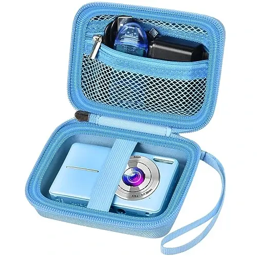 Digital Camera Case Compatible with VAHOIALD FHD 1080P/ for CAMKORY Digital Point and Shoot/for KODAK PIXPRO FZ45-BK 16MP Vlogging/for IWEUKJLO/for Nsoela, Holder for SD Card More- Blue (Box Only) 