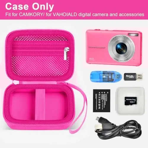 ALKOO Digital Camera Case for CAMKORY/Pouch for KODAK PixproRose Red | for Lecran/for VAHOIALD Point and Shoot Camera, Hard Carrying Case with Mesh Pocket, Compact for Vlogging, Travel and Storage - ALKOO (1)