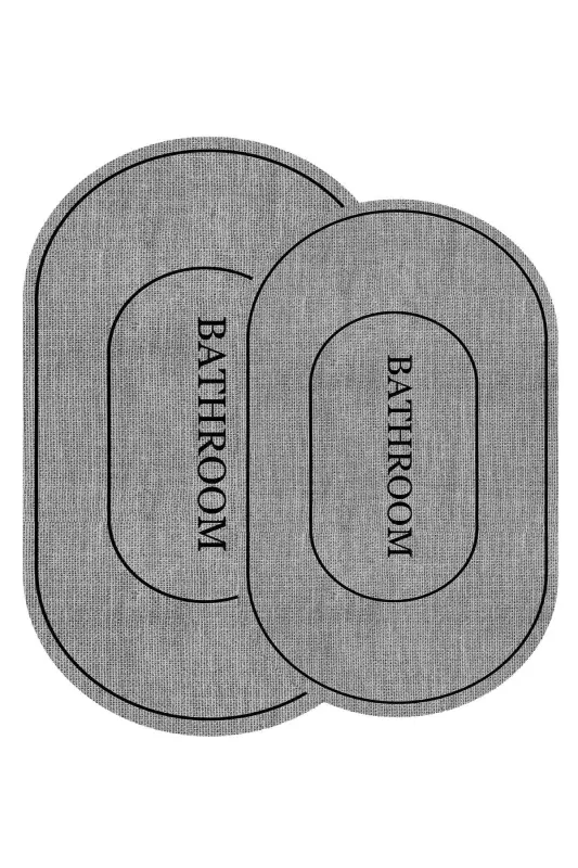 Dijital Kaymaz Yıkanabilir Jüt Görünümlü İkili Banyo Paspası Banyo Paspas Takımı Banyo Halısı-Çok Renkli - 2