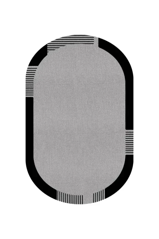 Dijital Kaymaz Yıkanabilir Jüt Görünümlü Salon Halısı Mutfak Halısı Balkon Halısı Yolluk Ev Dekor-Siyah - 2