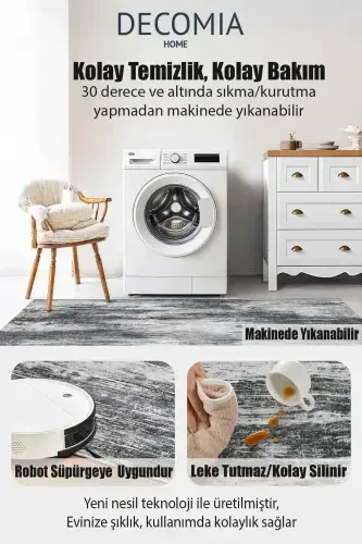 Dijital Kaymaz Yıkanabilir Modern Çizgili Yuvarlak Salon Halısı Mutfak Halısı Koridor Halısı-Renkli - 3