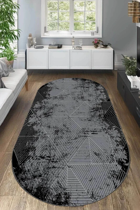 Dijital Kaymaz Yıkanabilir Modern Salon Halısı Mutfak Halısı Koridor Halısı Oval Halı Yolluk - Decomia Home