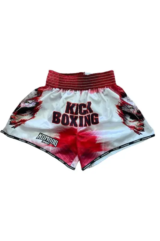 DİJİTAL ÖZEL TASARIM KICK BOKS ŞORT - KIRMIZI-BEYAZ - KOMODO SPORT