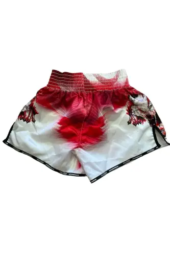DİJİTAL ÖZEL TASARIM KICK BOKS ŞORT - KIRMIZI-BEYAZ - 3