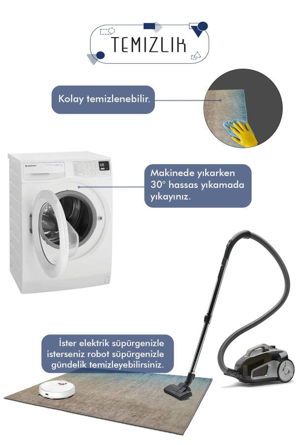 Dijital Yıkanabilir Kaymaz Modern Halı Salon Halısı Mutfak Halısı Koridor Halısı Yolluk - 4