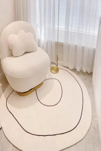 Dijital Yıkanabilir Kaymaz Modern Halı Salon Halısı Mutfak Halısı Koridor Halısı Yolluk - Beyaz - 3