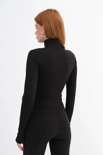 Dik Yaka Fermuarlı Basic Hırka H7105-S12 - 6