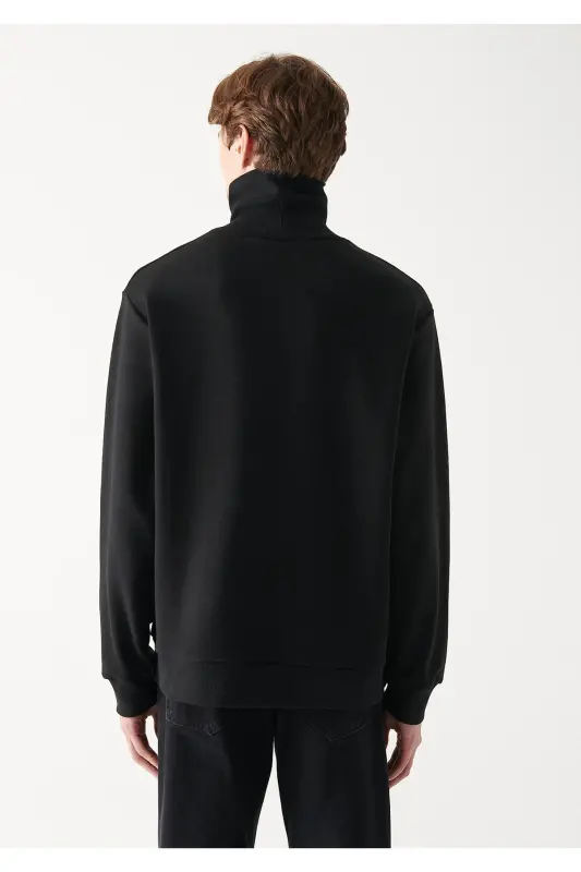Dik Yaka Siyah Sweatshirt 0610965-900-Siyah - 3
