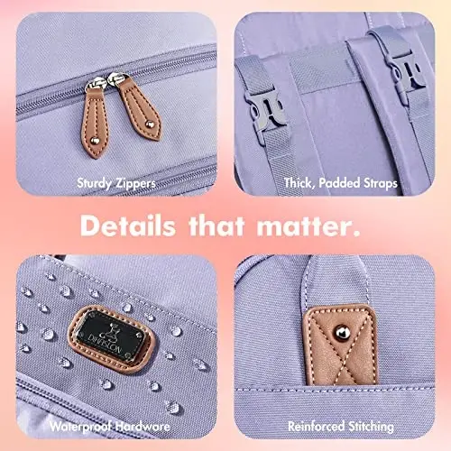 Dikaslon Diaper Bag Backpack with Portable Changing Pad, Pacifier Case and Stroller Straps, Large Unisex Baby Bags for Boys Girls, Multipurpose Travel Back Pack Moms Dads, Taro Purple - 5