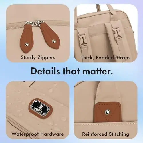 Dikaslon Diaper Bag Backpack with Portable Changing Pad, Pacifier Case and Stroller Straps, Large Unisex Baby Bags for Boys Girls, Multipurpose Travel Back Pack for Moms Dads, Milk Tea Khaki - 5