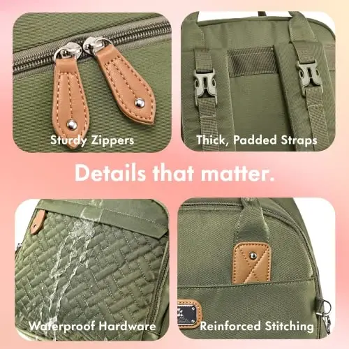 Dikaslon Diaper Bag Backpack with Portable Changing Pad, Pacifier Case and Stroller Straps, Large Unisex Baby Bags for Boys Girls, Multipurpose Travel Back Pack Moms Dads, Green - 5