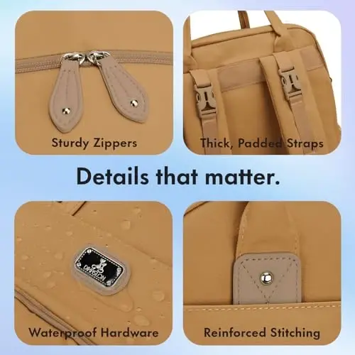 Dikaslon Diaper Bag Backpack with Portable Changing Pad, Pacifier Case and Stroller Straps, Large Unisex Baby Bags for Boys Girls, Multipurpose Travel Back Pack for Moms Dads, Tan - 5