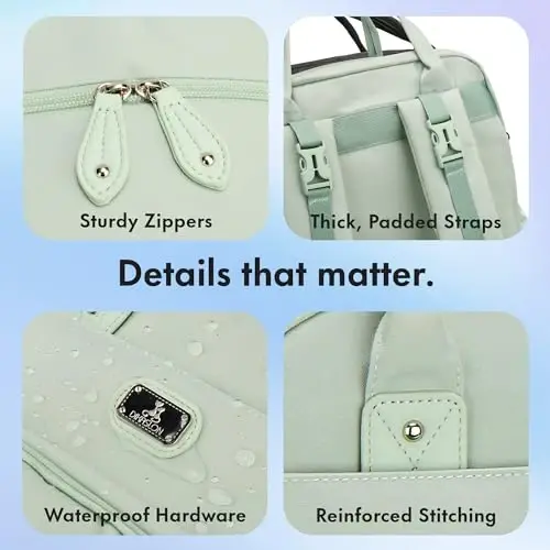 Dikaslon Diaper Bag Backpack Portativ o'zgartirish yostig'i, so'rg'ich qutisi va aravachalar uchun tasmalar bilan, O'g'il qizlar uchun katta unisex bolalar sumkalari, Onalar dadalar uchun ko'p maqsadli sayohat sumkasi, yalpiz yashil - 5