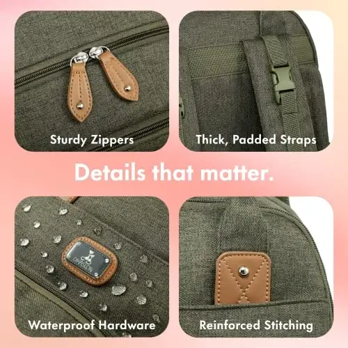 Dikaslon Diaper Bag Backpack with Portable Changing Pad, Pacifier Case and Stroller Straps, Large Unisex Baby Bags for Boys Girls, Multipurpose Travel Back Pack for Moms Dads, Army Green - 5