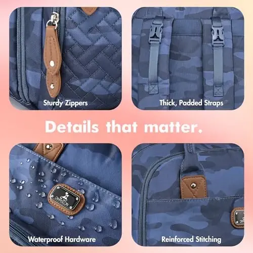 Dikaslon Diaper Bag Backpack with Portable Changing Pad, Pacifier Case and Stroller Straps, Large Unisex Baby Bags for Boys Girls, Multipurpose Travel Back Pack for Moms Dads, Camo - 5