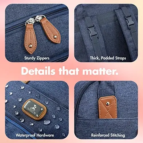 Dikaslon Diaper Bag Backpack with Portable Changing Pad, Pacifier Case and Stroller Straps, Large Unisex Baby Bags for Boys Girls, Multipurpose Travel Back Pack Moms Dads, Peacock blue - 5