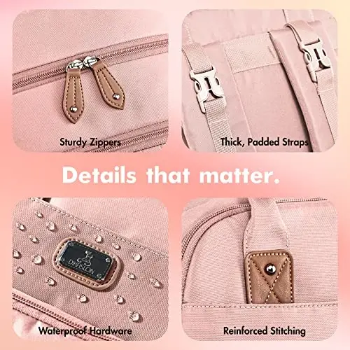 Dikaslon Diaper Bag Backpack with Portable Changing Pad, Pacifier Case and Stroller Straps, Large Unisex Baby Bags for Boys Girls, Multipurpose Travel Back Pack Moms Dads, Pink - 5