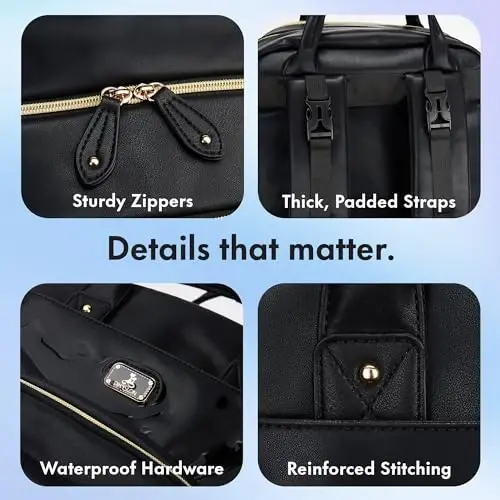 Dikaslon Leather Diaper Bag Backpack with Portable Changing Pad, Pacifier Case and Stroller Straps, Large Unisex Baby Bags for Boys Girls, Multipurpose Travel Back Pack for Moms Dads, Black - 5