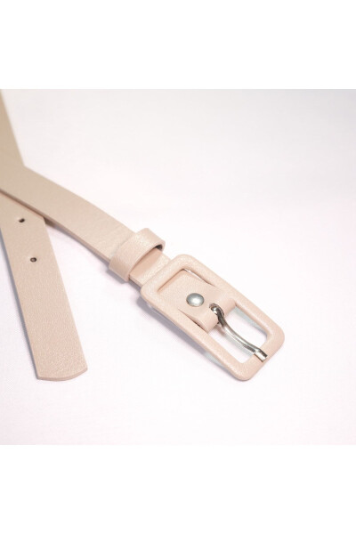 Dikdörtgen Kaplama Tokalı Ince Kadın Pantolon Kemeri, Ceket Kemeri, Gömlek Kemeri-BEJ - 4