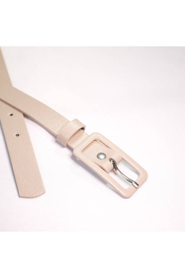 Dikdörtgen Kaplama Tokalı Ince Kadın Pantolon Kemeri, Ceket Kemeri, Gömlek Kemeri-BEJ - 4