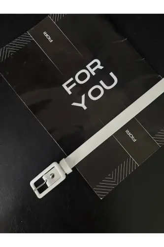 Dikdörtgen Kaplama Tokalı Ince Kadın Pantolon Kemeri, Ceket Kemeri, Gömlek Kemeri-Beyaz - 3