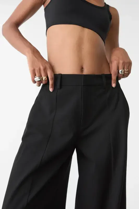 Dikiş detaylı smart baggy pantolon-Siyah - 4