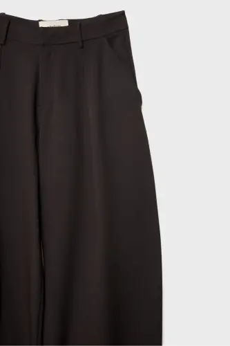 Dikiş detaylı smart baggy pantolon-Brown - 8