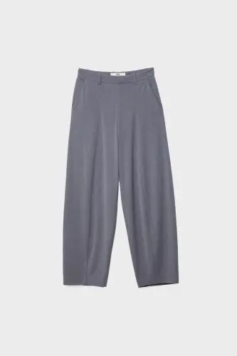 Dikiş detaylı smart baggy pantolon-Koyu gri - 5