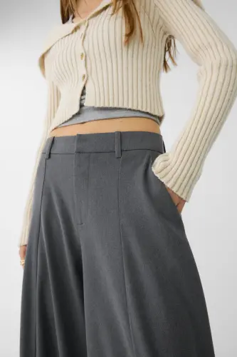 Dikiş detaylı smart baggy pantolon - Koyu gri - 4