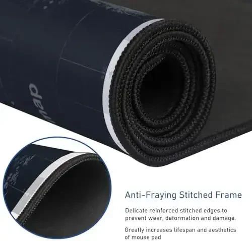 Large Extended Gaming Mouse Pad with Stitched Edges,(35.4X15.7In) Durable Non-Slip Natural Rubber Base, Waterproof Computer Keyboard Pad Mat for Esports Pros/Gamer/Desktop/Office/Home, Map - HSMIENK (1)