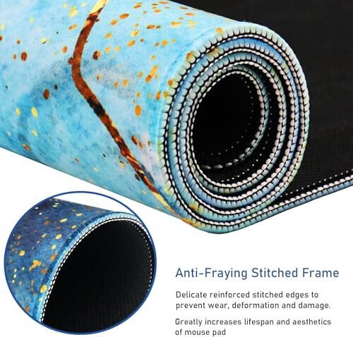 Large Gaming Mouse Pad with Stitched Edges, (31.5X15.7In) Durable Non-Slip Natural Rubber Base, Waterproof Computer Keyboard Pad Mat for Esports Pros/Gamer/Desktop/Office/Home- Marble Blue - MODAZONE (1)