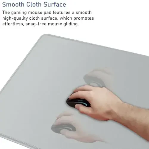 Large Gaming Mouse Pad with Stitched Edges, Durable Non-Slip Natural Rubber Base, Waterproof Computer Keyboard Pad Mat for Esports Pros/Gamer/Desktop/Office/Home - Grey - 5