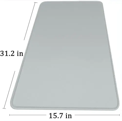Large Gaming Mouse Pad with Stitched Edges, Durable Non-Slip Natural Rubber Base, Waterproof Computer Keyboard Pad Mat for Esports Pros/Gamer/Desktop/Office/Home - Grey - 6