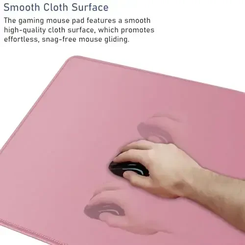 Large Mouse Pad with Stitched Edges, Durable Non-Slip Natural Rubber Base, Waterproof Computer Keyboard Pad Mat for Esports Pros/Gamer/Desktop/Office/Home - Pink - 5
