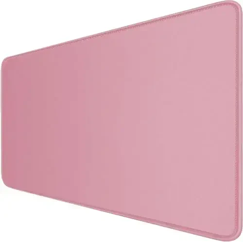 Large Mouse Pad with Stitched Edges, Durable Non-Slip Natural Rubber Base, Waterproof Computer Keyboard Pad Mat for Esports Pros/Gamer/Desktop/Office/Home - Pink 