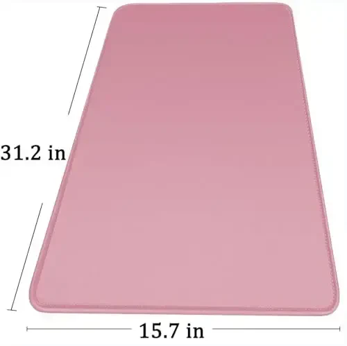 Large Mouse Pad with Stitched Edges, Durable Non-Slip Natural Rubber Base, Waterproof Computer Keyboard Pad Mat for Esports Pros/Gamer/Desktop/Office/Home - Pink - 6