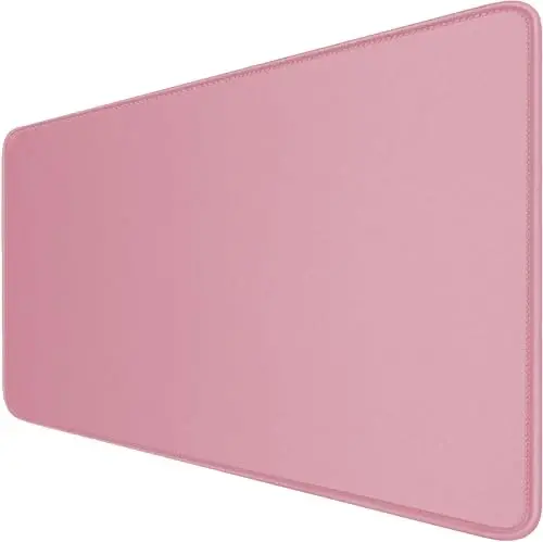 Large Mouse Pad with Stitched Edges, Durable Non-Slip Natural Rubber Base, Waterproof Computer Keyboard Pad Mat for Esports Pros/Gamer/Desktop/Office/Home - Pink 