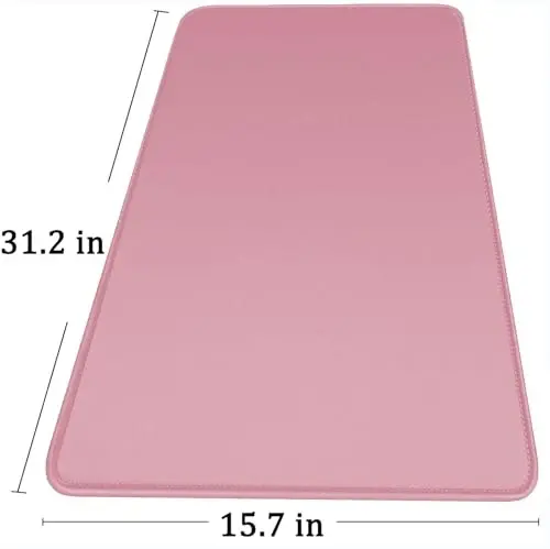 Large Mouse Pad with Stitched Edges, Durable Non-Slip Natural Rubber Base, Waterproof Computer Keyboard Pad Mat for Esports Pros/Gamer/Desktop/Office/Home - Pink - 6